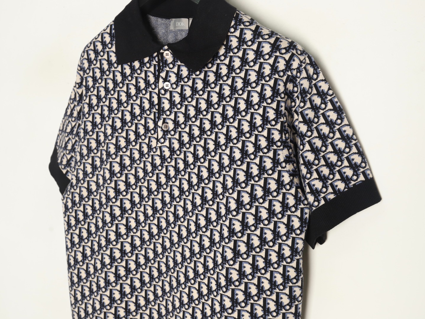Dior classic monogram jacquard knitted Polo short sleeve