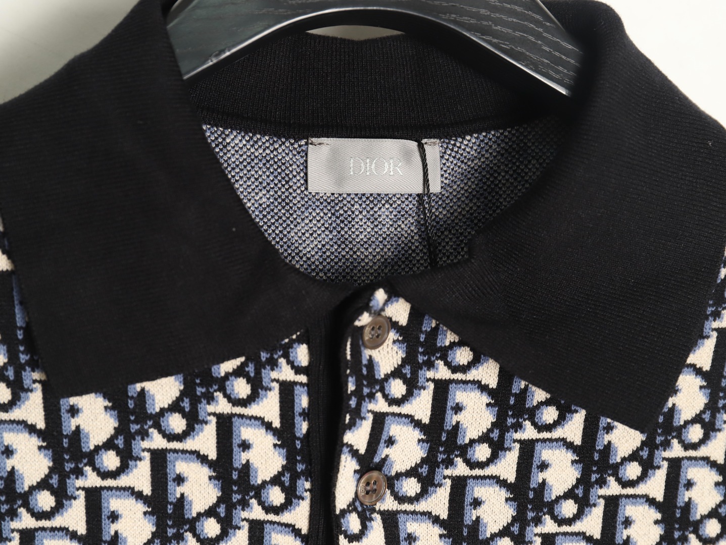 Dior classic monogram jacquard knitted Polo short sleeve