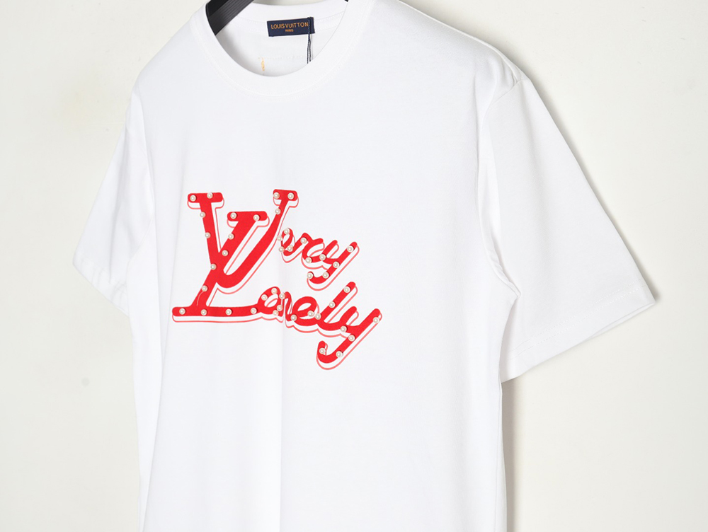 Louis Vuitton Pearl Slogan Print Short Sleeves