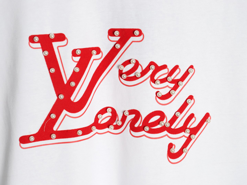 Louis Vuitton Pearl Slogan Print Short Sleeves