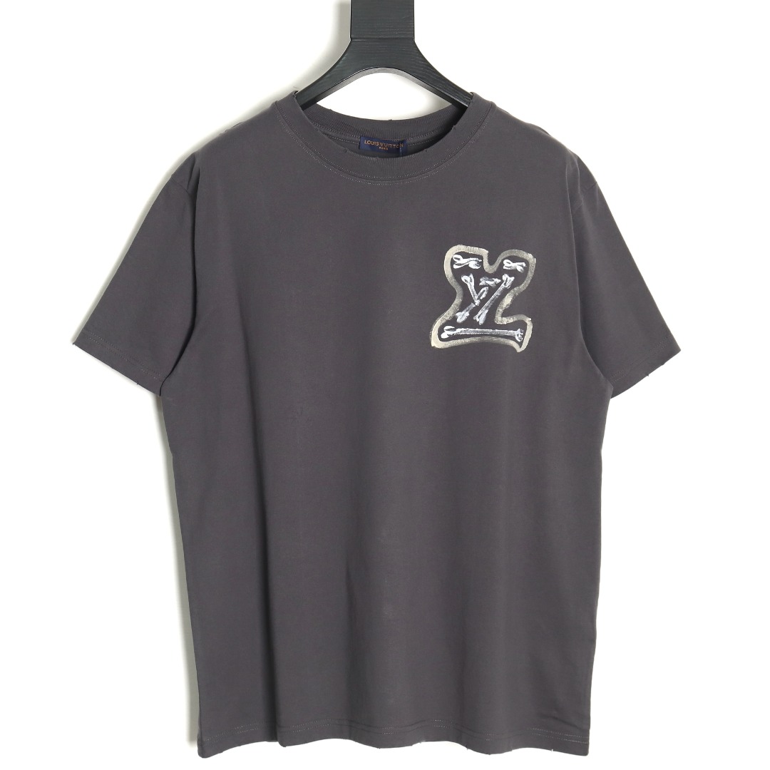 Louis Vuitton washed damaged hand-painted round neck short-sleeved T-shirt
