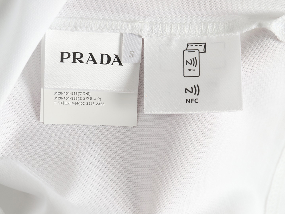 Prada small embroidered logo red edge short-sleeved polo shirt