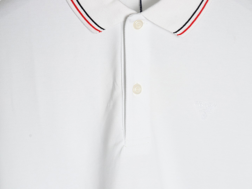 Prada small embroidered logo red edge short-sleeved polo shirt
