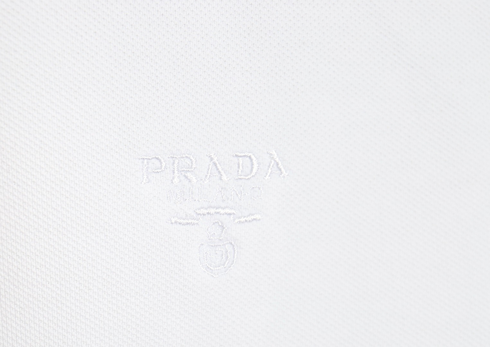 Prada small embroidered logo red edge short-sleeved polo shirt