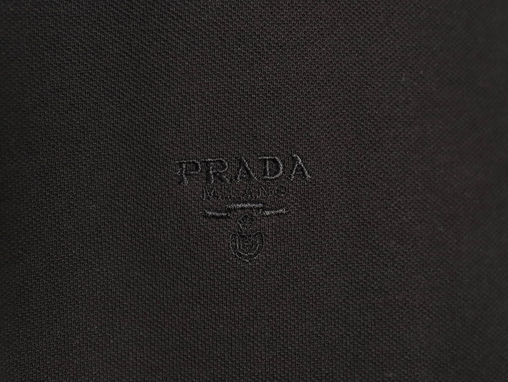 Prada small embroidered logo red edge short-sleeved polo shirt TSK1