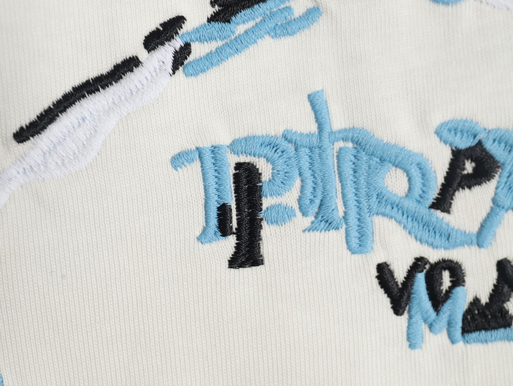 Prada Overlapping Logo Lettering Embroidered Short Sleeve T-Shirt