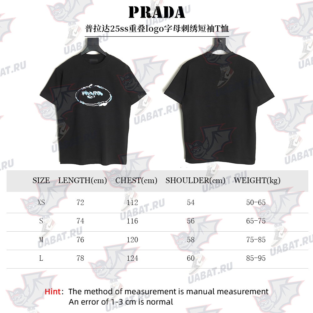 Prada Overlapping Logo Lettering Embroidered Short Sleeve T-Shirt TSK1