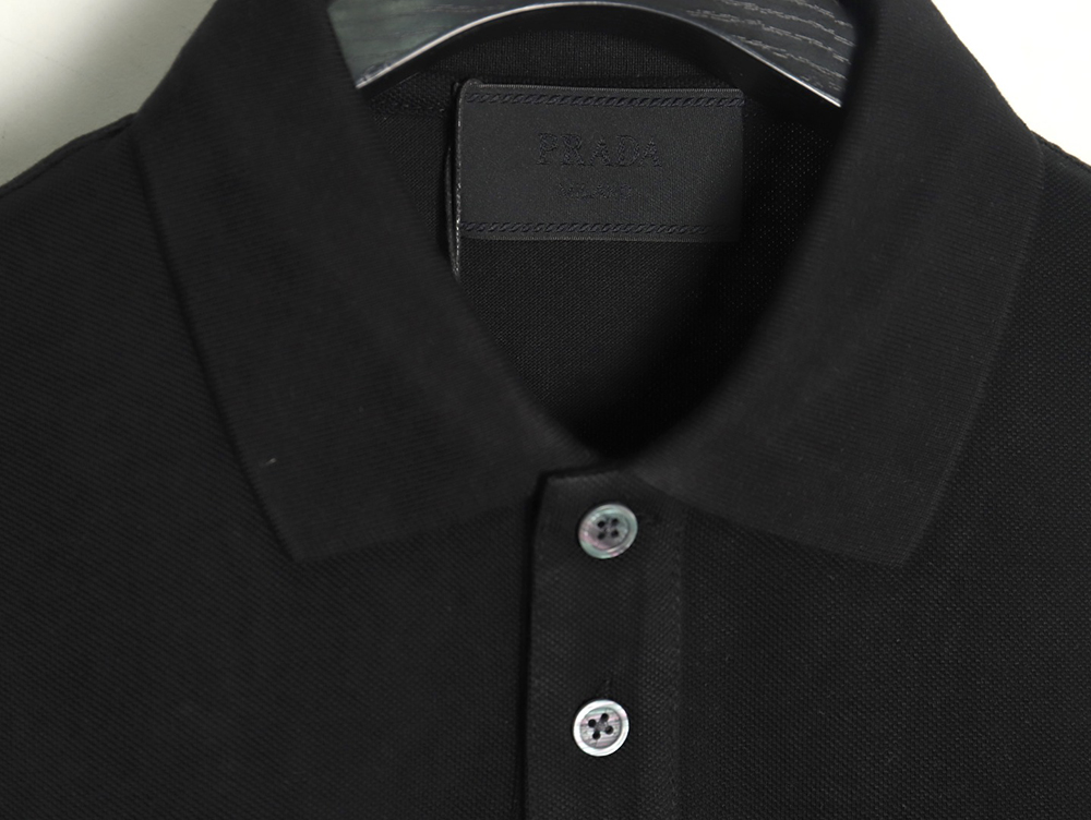 Prada triangle logo nylon patchwork Polo short sleeve
