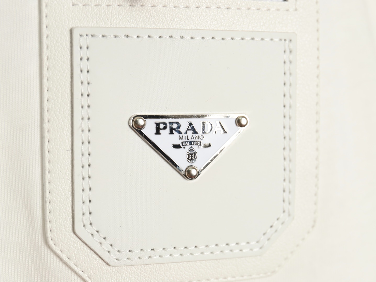 Prada triangle logo leather tag pocket short sleeves