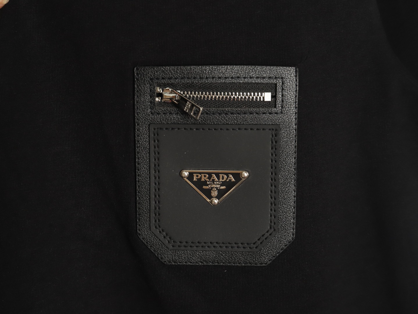 Prada triangle logo leather tag pocket short sleeves TSK1