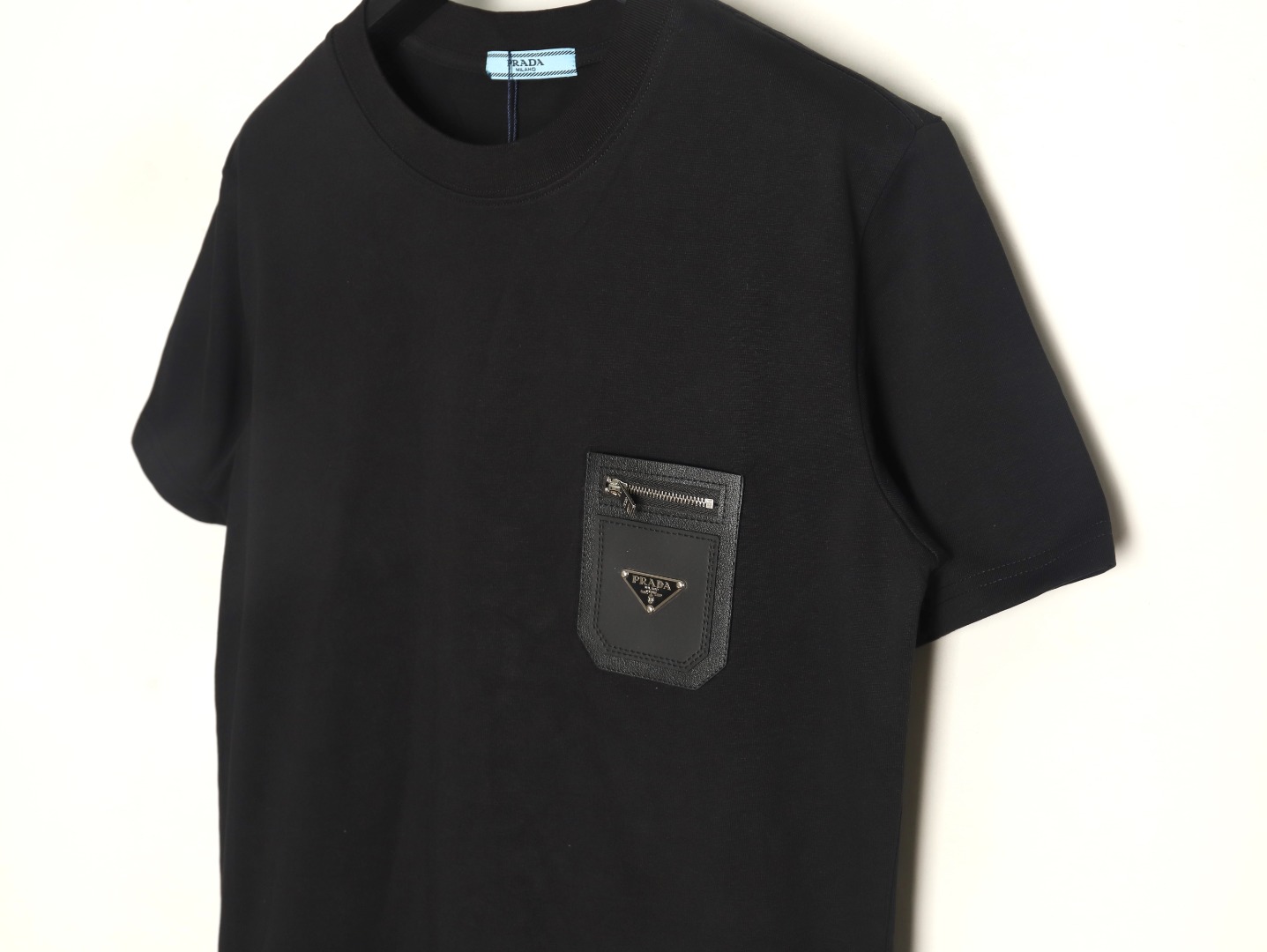 Prada triangle logo leather tag pocket short sleeves TSK1