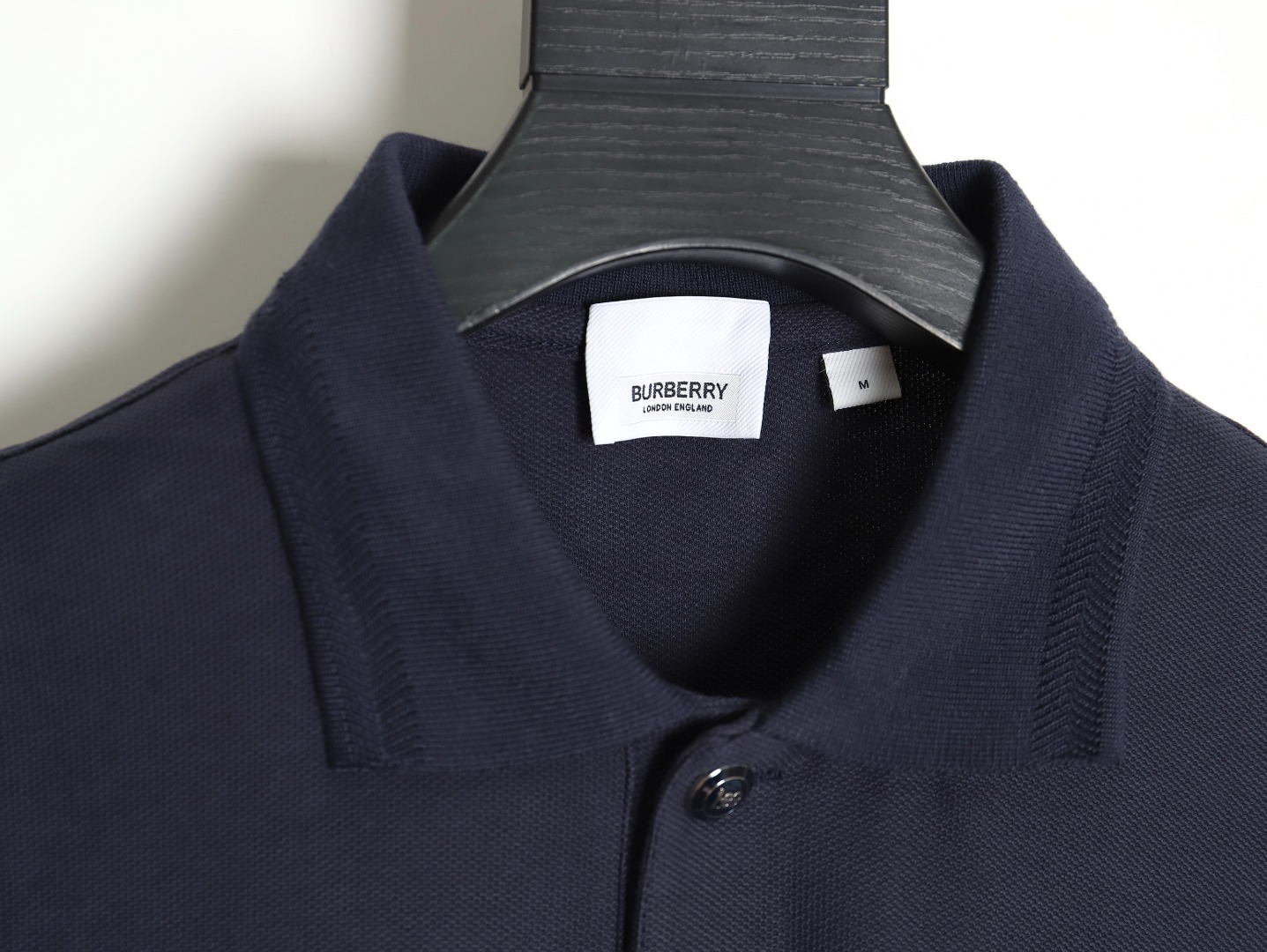 Burberry Button BT Logo Short Sleeve Polo Shirt Navy Blue