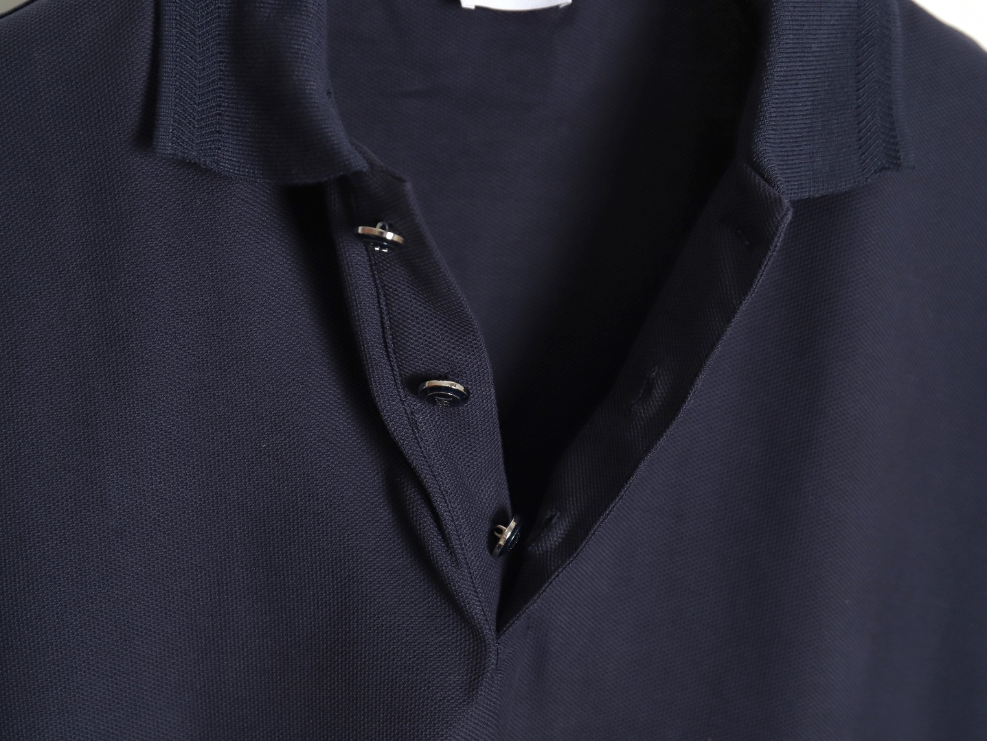 Burberry Button BT Logo Short Sleeve Polo Shirt Navy Blue