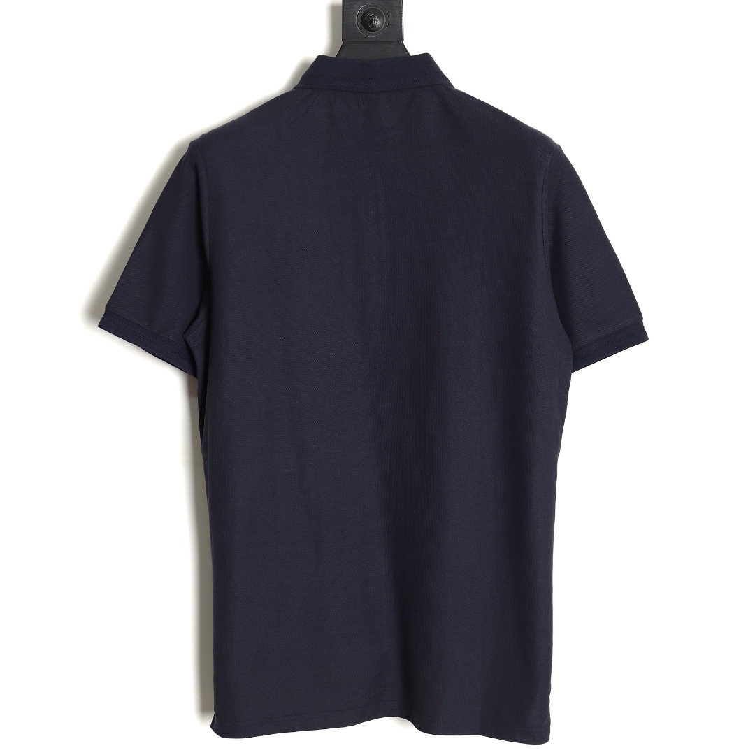 Burberry Button BT Logo Short Sleeve Polo Shirt Navy Blue