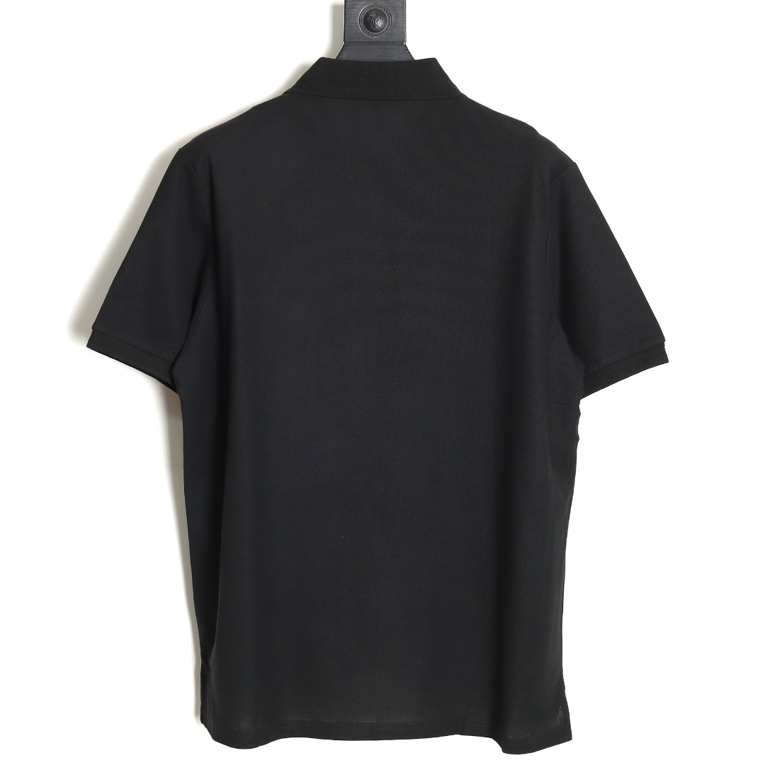 Burberry Button BT Logo Short Sleeve Polo Shirt Black