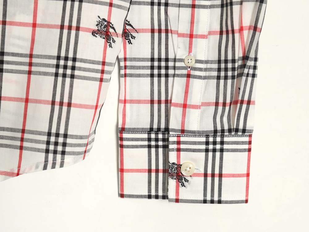 Burberry all over print war horse plaid long sleeve shirt