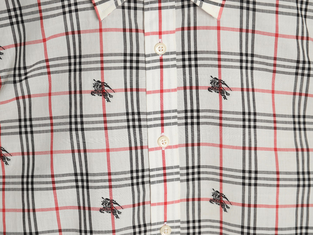 Burberry all over print war horse plaid long sleeve shirt
