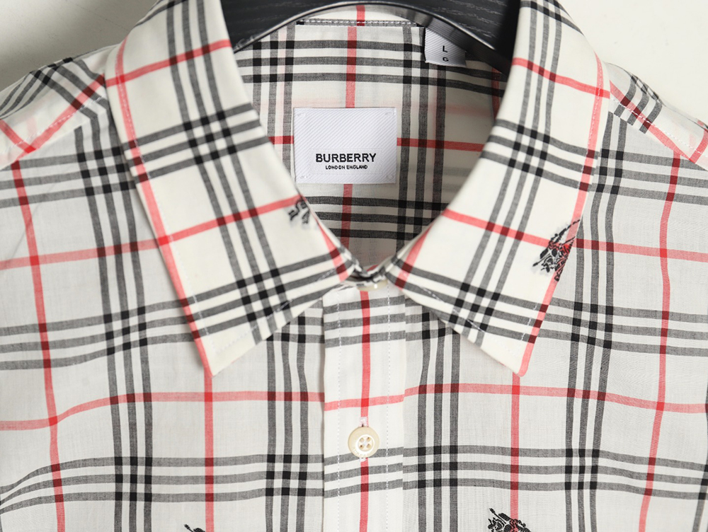 Burberry all over print war horse plaid long sleeve shirt