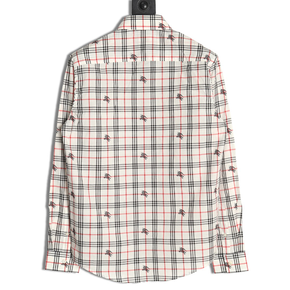 Burberry all over print war horse plaid long sleeve shirt