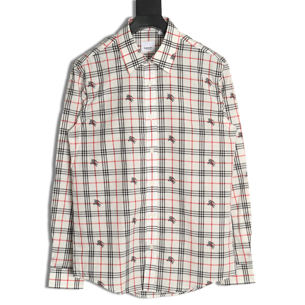 Burberry all over print war horse plaid long sleeve shirt