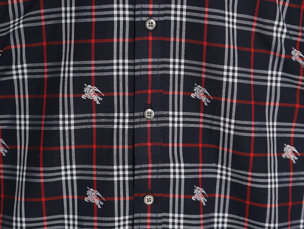 Burberry all over print war horse plaid long sleeve shirt TSK1