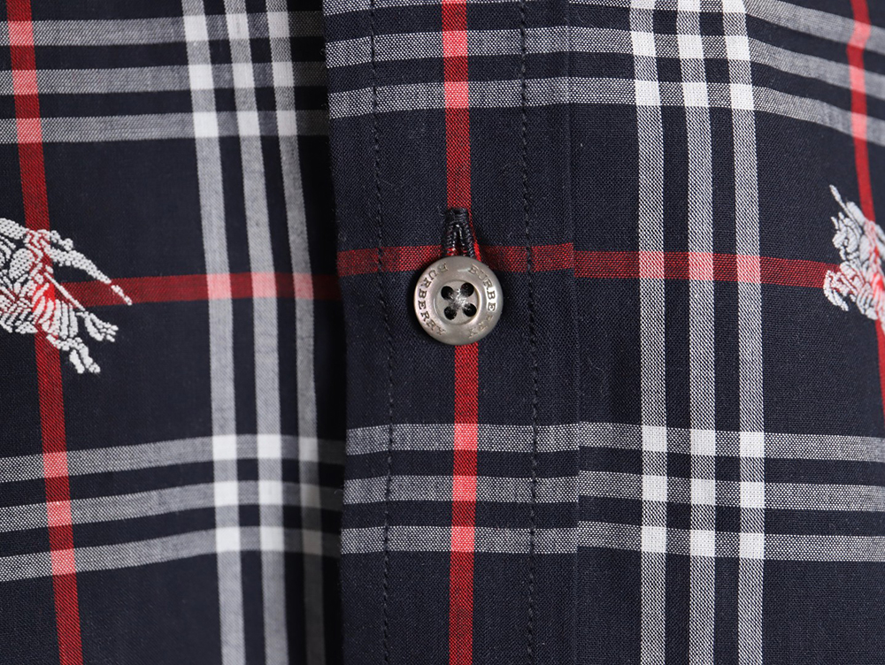 Burberry all over print war horse plaid long sleeve shirt TSK1