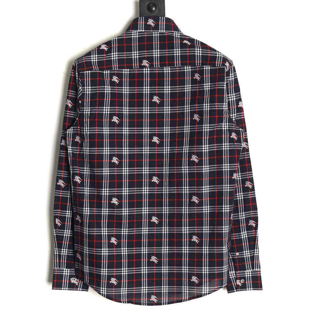 Burberry all over print war horse plaid long sleeve shirt TSK1