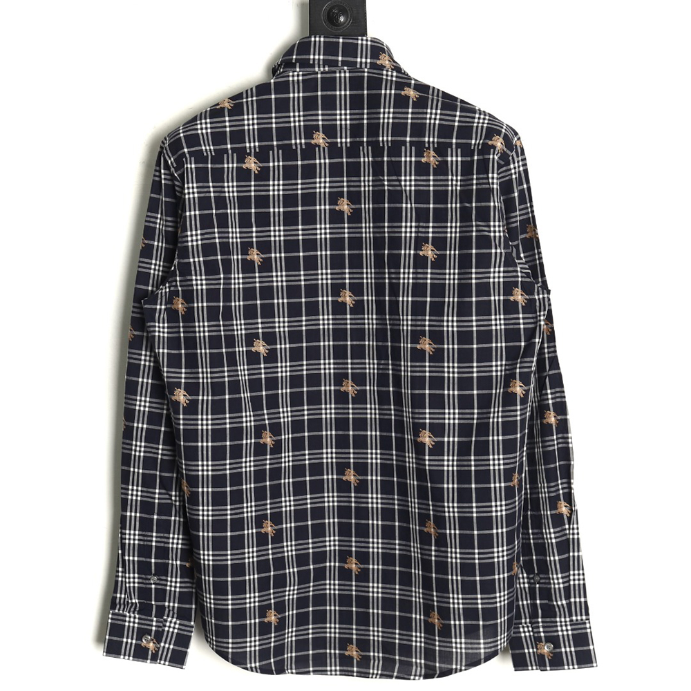 Burberry all over print war horse plaid long sleeve shirt TSK2