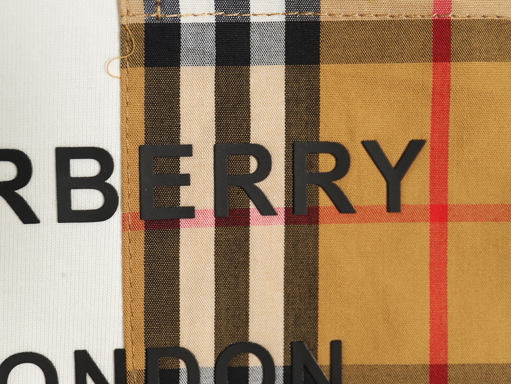 Burberry Check Pocket Taped Letters Short Sleeves