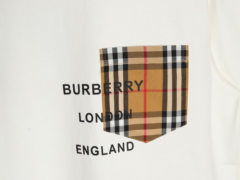 Burberry Check Pocket Taped Letters Short Sleeves