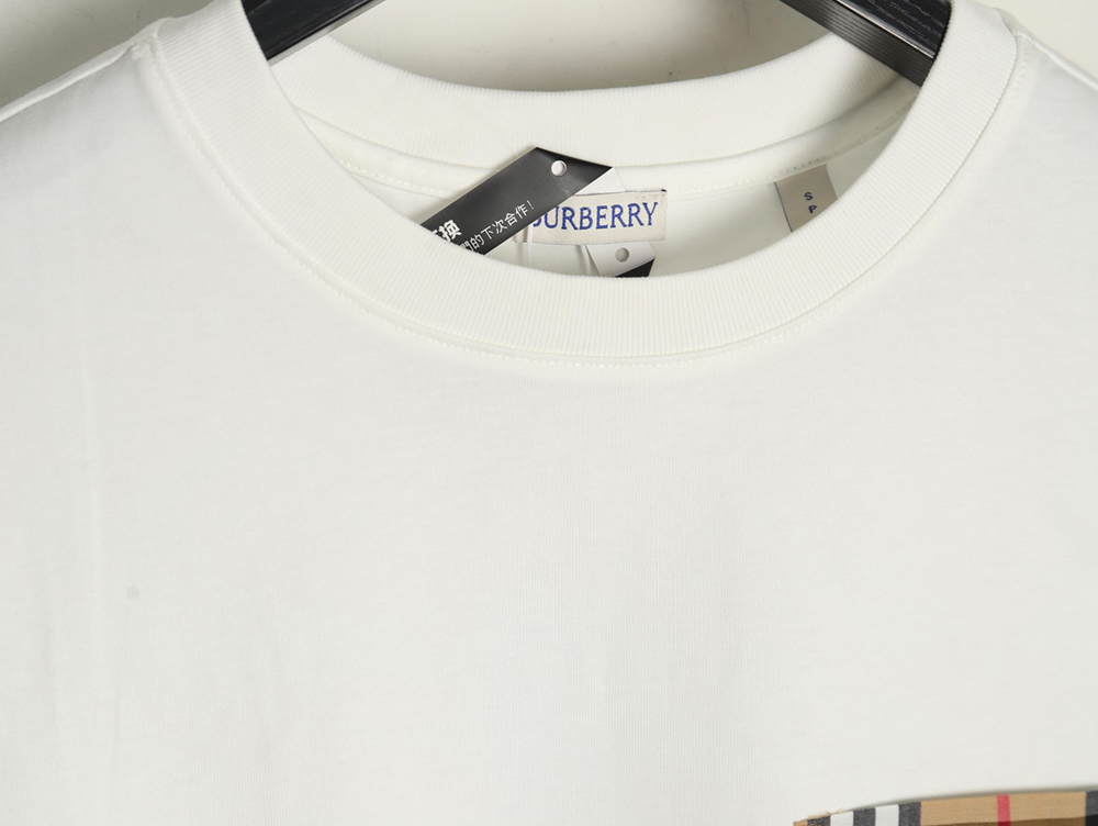 Burberry Check Pocket Taped Letters Short Sleeves