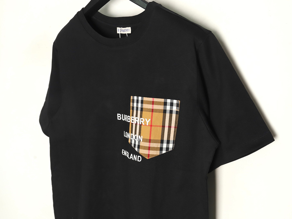 Burberry Check Pocket Taped Letters Short Sleeves TSK1