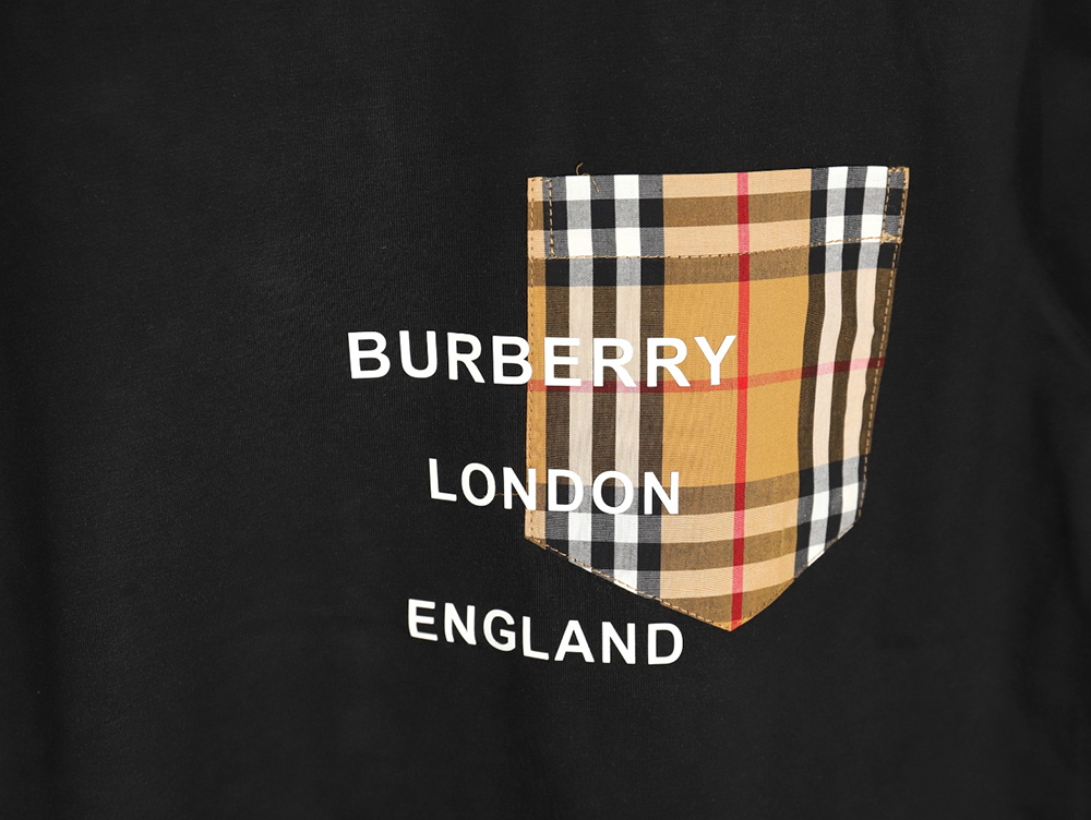 Burberry Check Pocket Taped Letters Short Sleeves TSK1