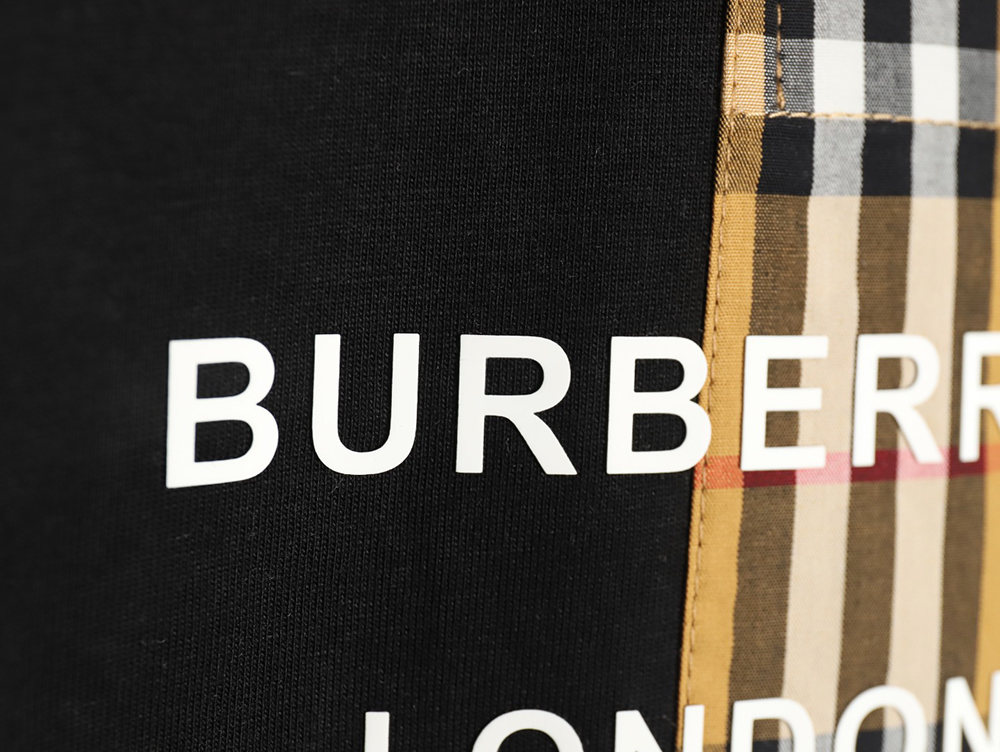 Burberry Check Pocket Taped Letters Short Sleeves TSK1