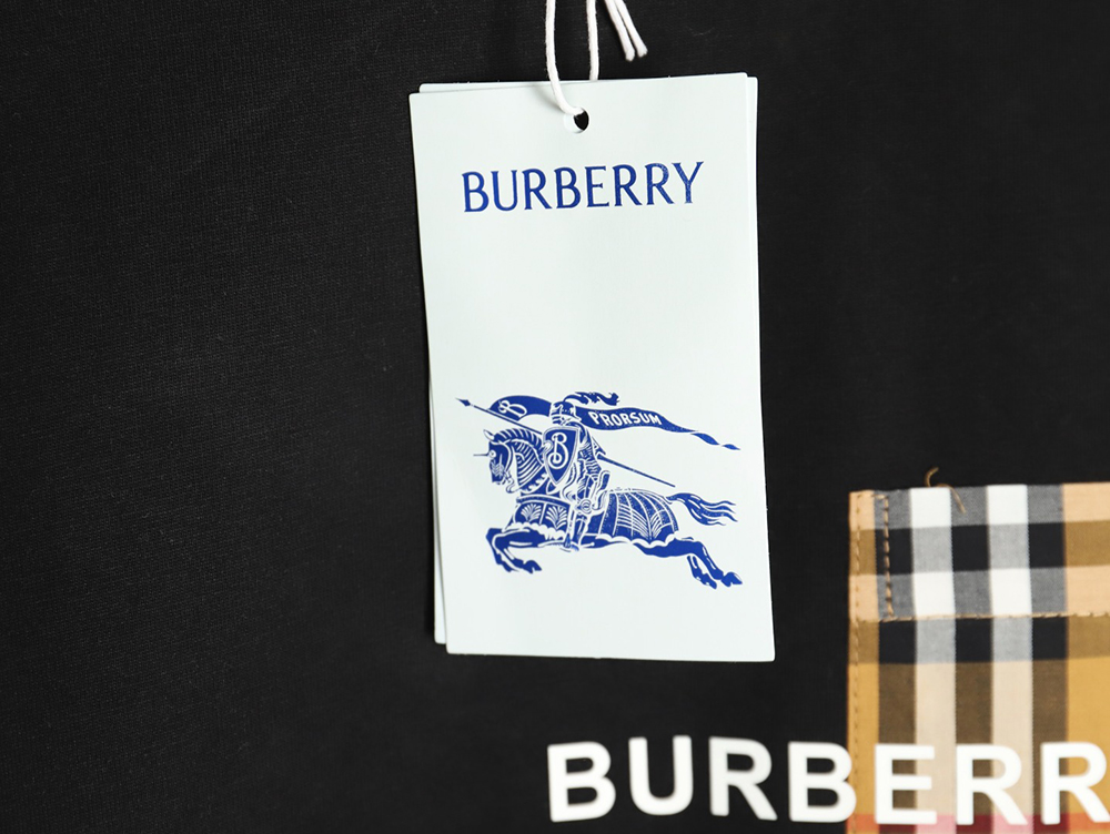Burberry Check Pocket Taped Letters Short Sleeves TSK1