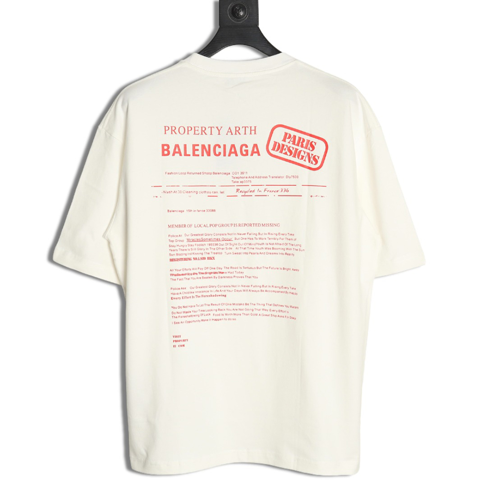 Balenciaga Fashion Newspaper Print Thickened Short Sleeve T-Shirt
