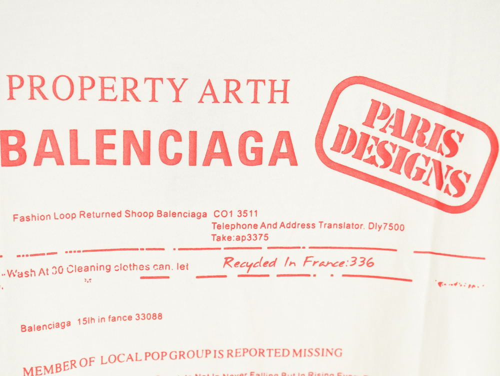 Balenciaga Fashion Newspaper Print Thickened Short Sleeve T-Shirt