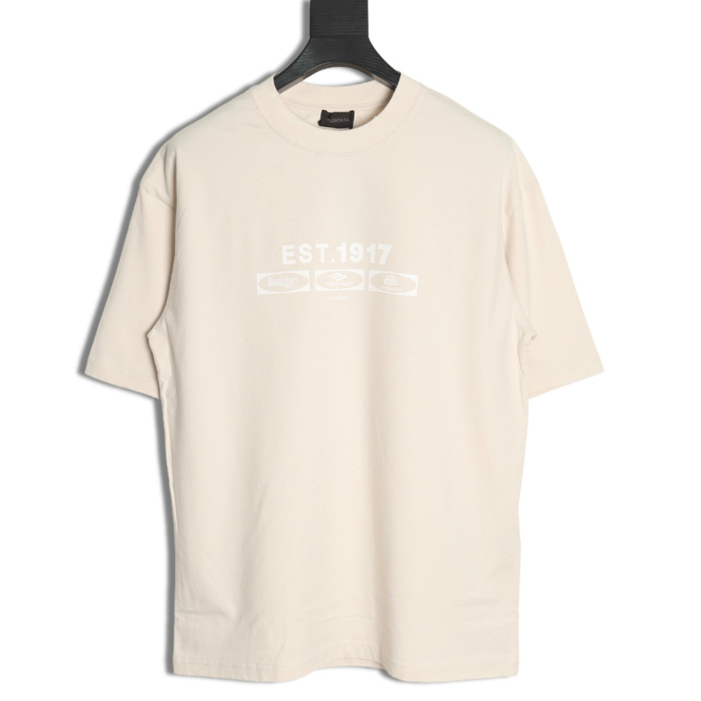 Balenciaga EST.1917 Simple Fashion Printed Short Sleeve T-shirt