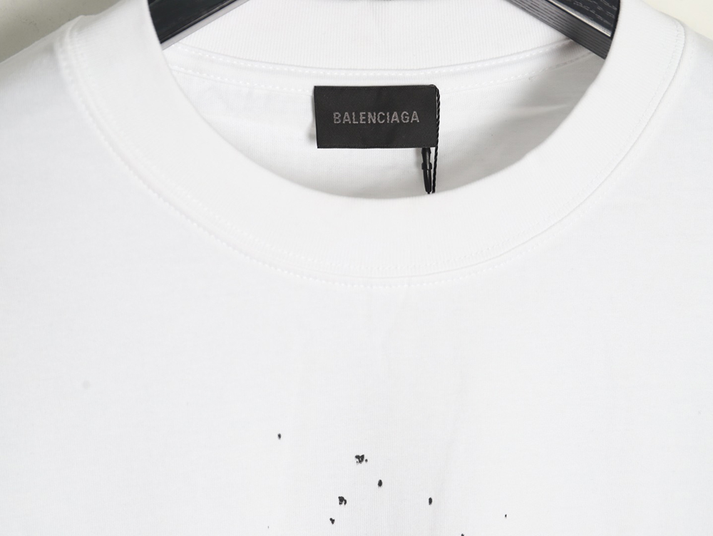 Balenciaga Mottled Letters Ink Print Short Sleeve T-shirt
