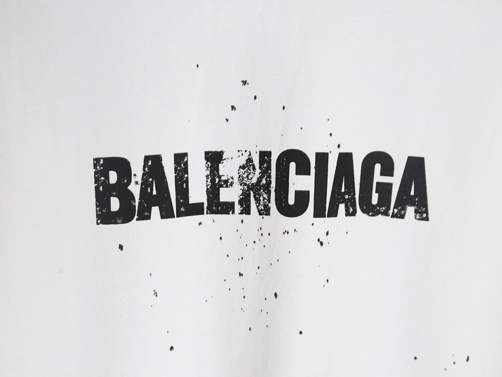 Balenciaga Mottled Letters Ink Print Short Sleeve T-shirt