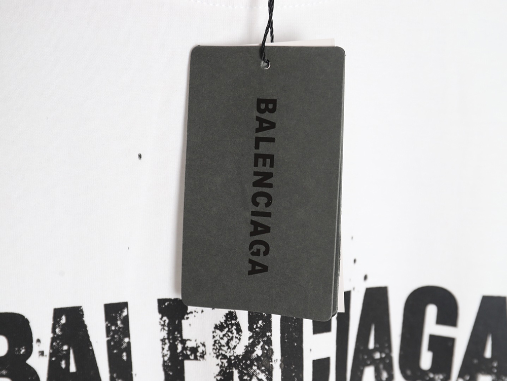 Balenciaga Mottled Letters Ink Print Short Sleeve T-shirt