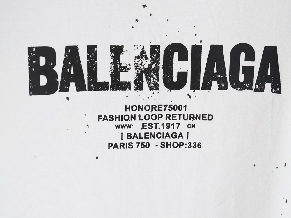 Balenciaga Mottled Letters Ink Print Short Sleeve T-shirt