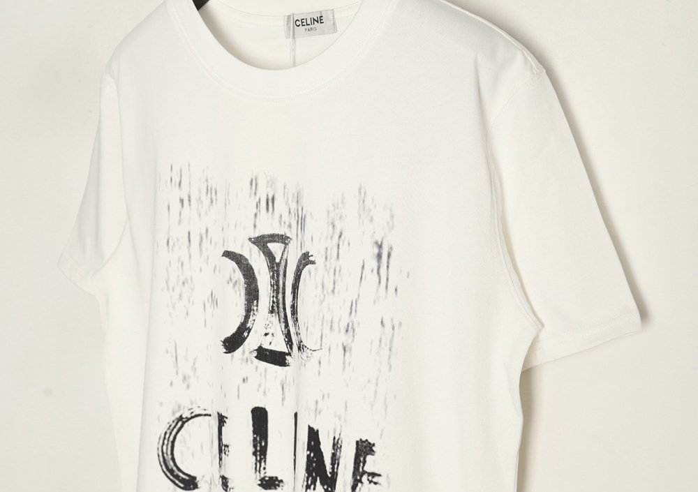 Celine distressed logo print short sleeves