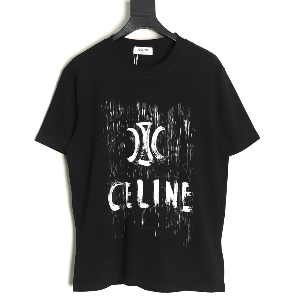 Celine distressed logo print short sleeves TSK1
