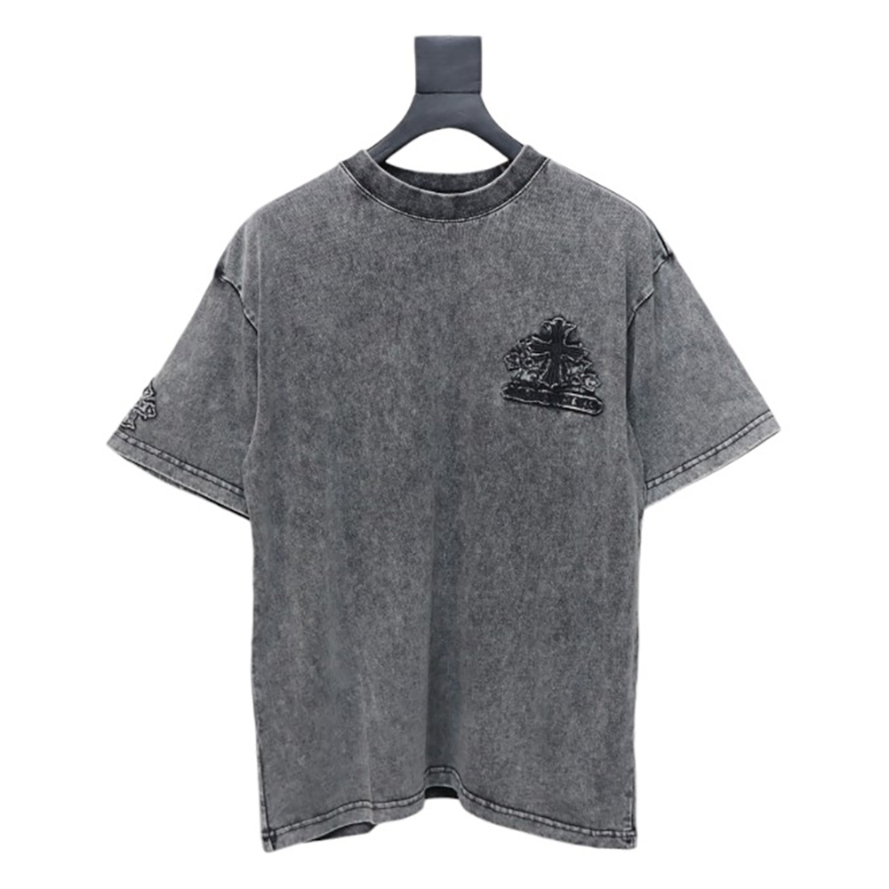 Chrome Hearts washed distressed patch logo short sleeves