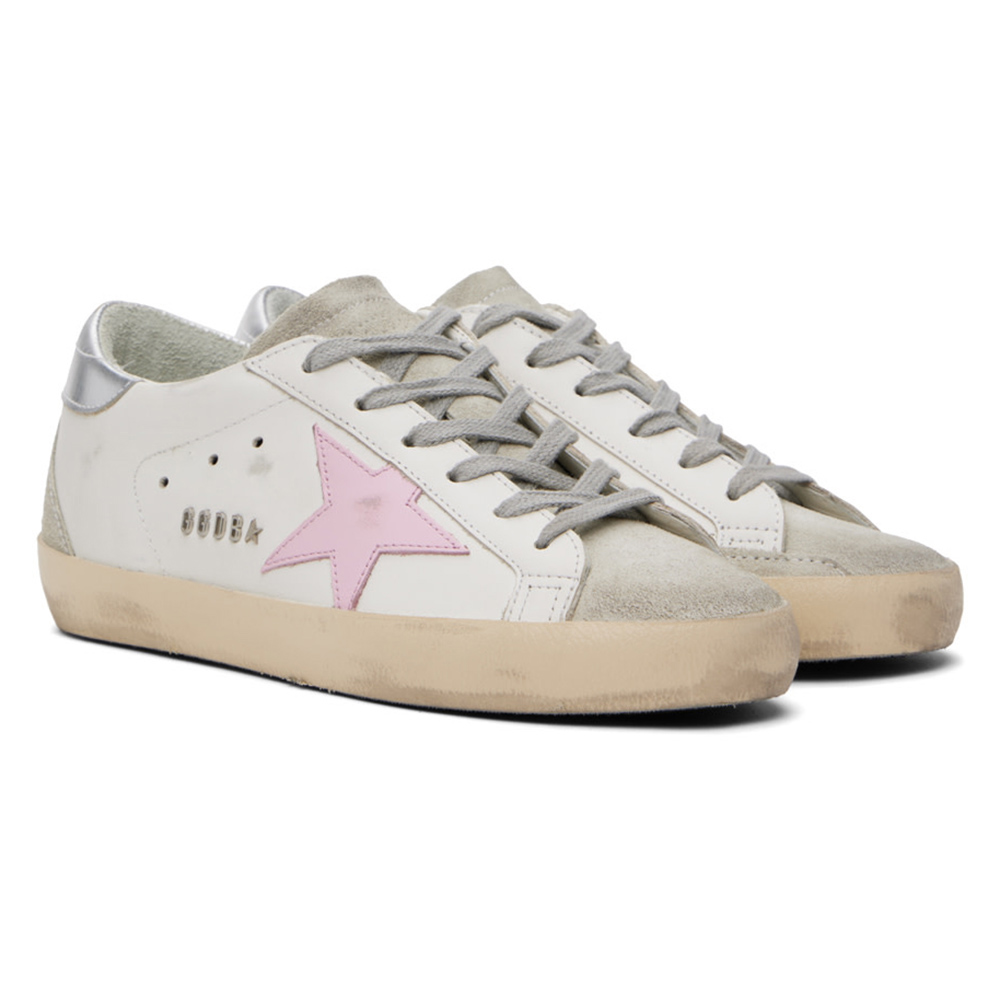 Golden Goose White & Pink Super-Star Sneakers