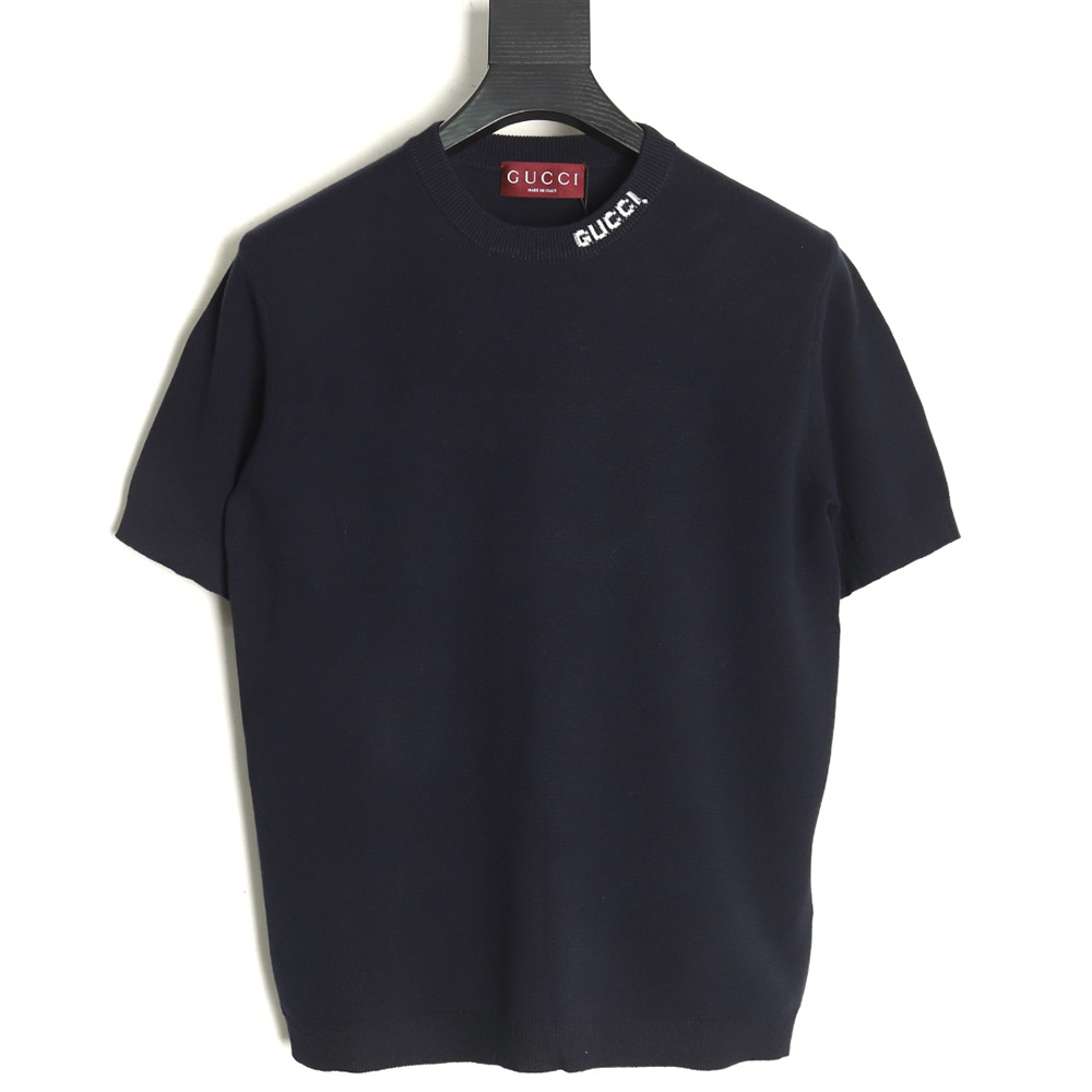 Gucci collar intarsia knitted short-sleeved T-shirt