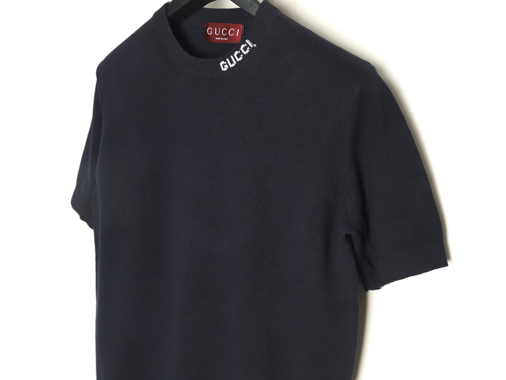 Gucci collar intarsia knitted short-sleeved T-shirt