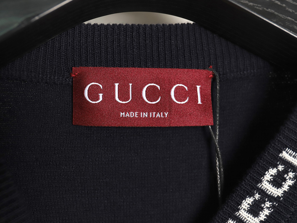 Gucci collar intarsia knitted short-sleeved T-shirt