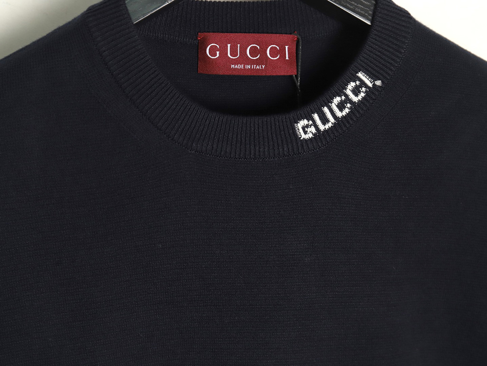 Gucci collar intarsia knitted short-sleeved T-shirt